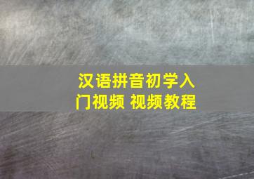 汉语拼音初学入门视频 视频教程